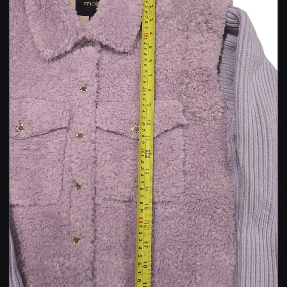Maje Faux Fur And Knit Jacket Light Purple Size 38 Orig. $550 - Picture 8 of 11
